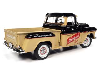 Chevrolet 3100 Stepside Pickup Truck 1957 Leinenkugle`s, black and tan Auto World 1:18